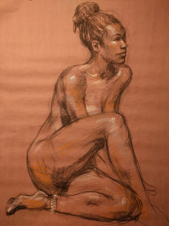 Deyanna #1, 36 x 48in/92 x 122cm, charcoal drawing at AlexDrawsLife.com