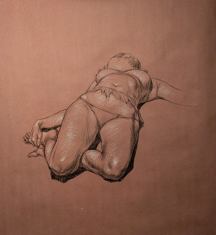 Deb #2, 36 x 44in/92 x 112cm, charcoal drawing at AlexDrawsLife.com