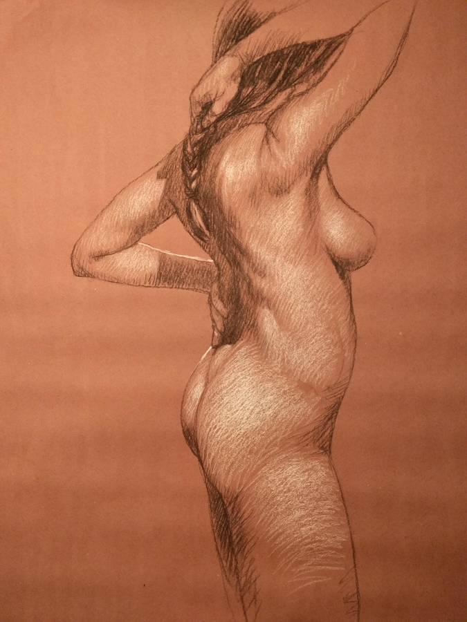 Orange #6, 36 x 48in/92 x 122cm, charcoal drawing at AlexDrawsLife.com