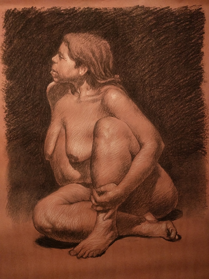 Richelle #2, 36 x 44in/92 x 112cm, charcoal drawing at AlexDrawsLife.com