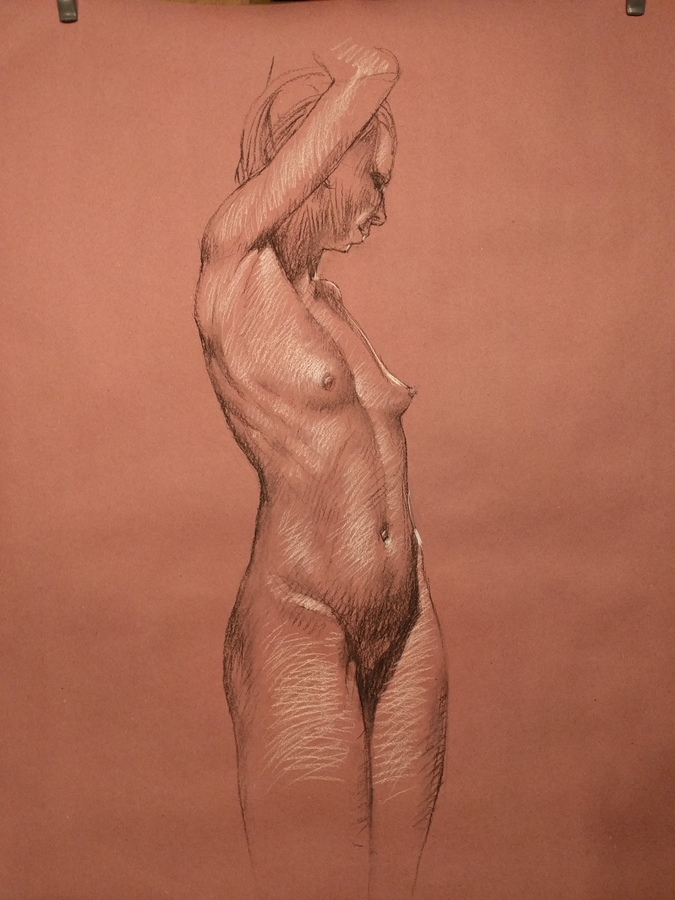 Velda #5, 36 x 44in/92 x 112cm, charcoal drawing at AlexDrawsLife.com