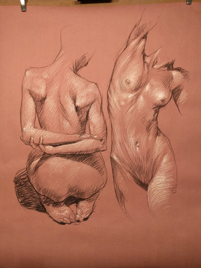 Velda #6, 36 x 44in/92 x 112cm, charcoal drawing at AlexDrawsLife.com