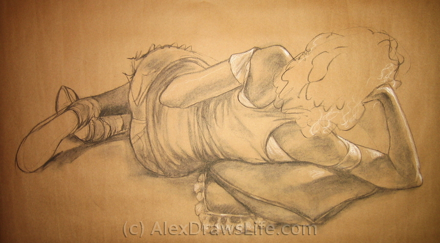 dressed, 48 x 33in/122 x 84cm, charcoal drawing at AlexDrawsLife.com