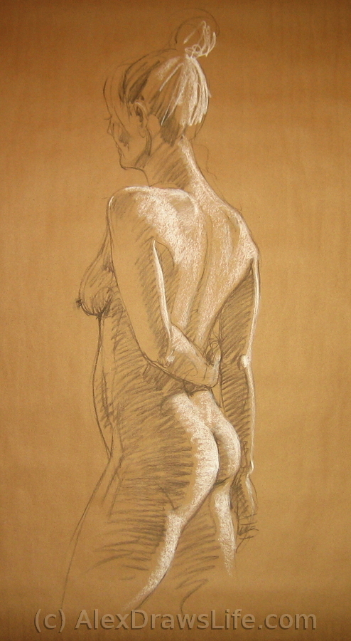 charity, 33 x 48in/84 x 122cm, charcoal drawing at AlexDrawsLife.com