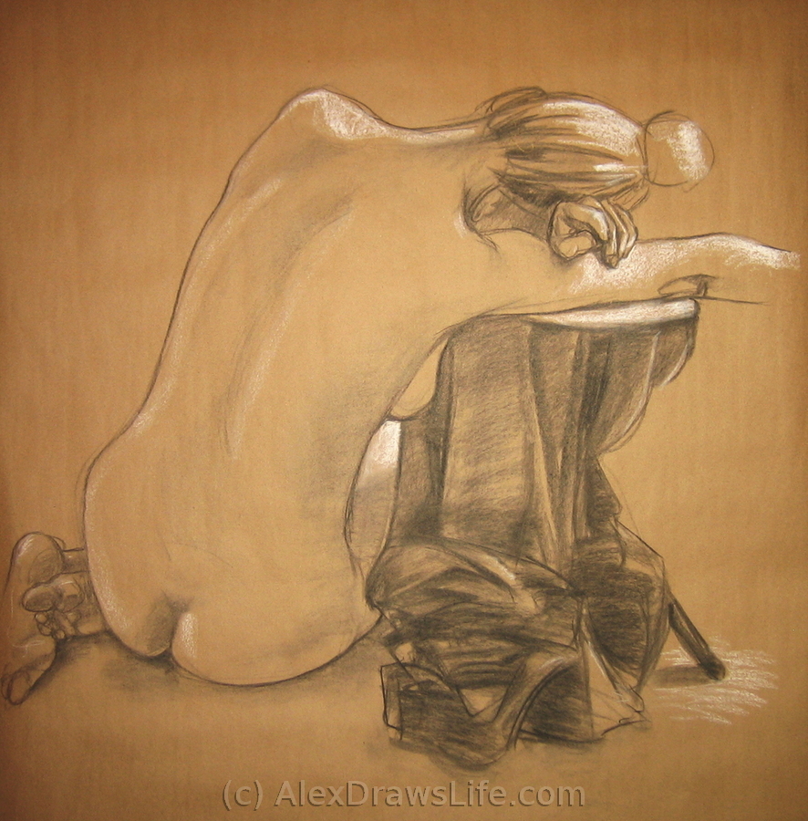 forlorn, 33 x 48in/84 x 122cm, charcoal drawing at AlexDrawsLife.com