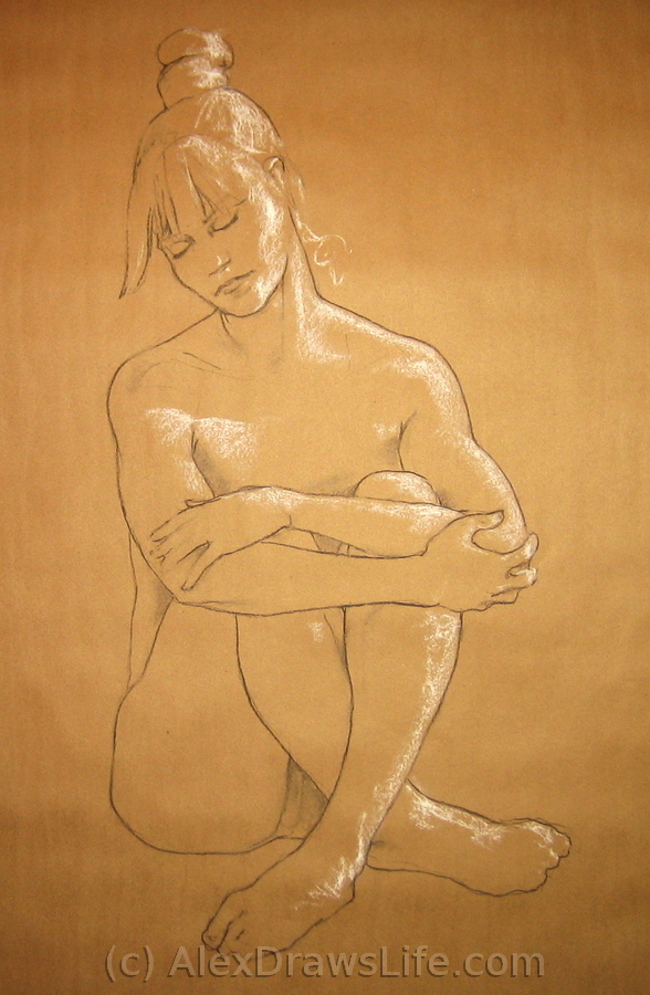 like Brigitte, 33 x 48in/84 x 122cm, charcoal drawing at AlexDrawsLife.com