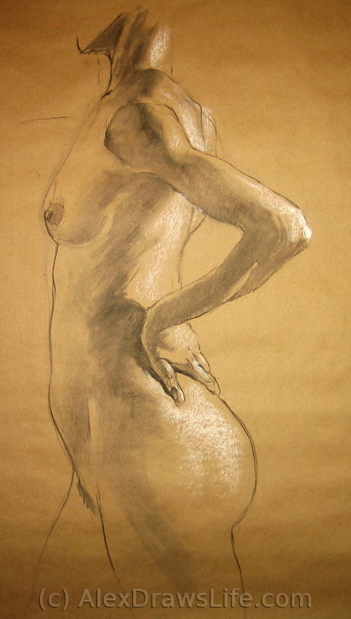 akimbo, 33 x 45in/84 x 115cm, charcoal drawing at AlexDrawsLife.com