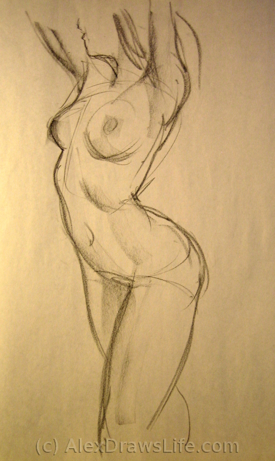 pinup, 33 x 44in/84 x 112cm, charcoal drawing at AlexDrawsLife.com
