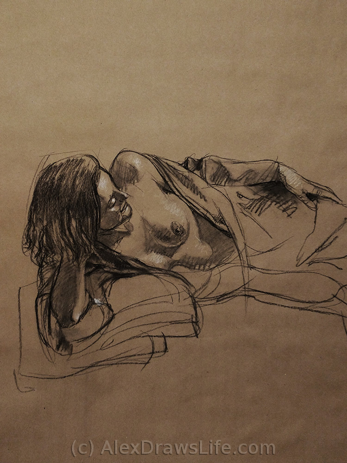 exposed, 33 x 45in/84 x 115cm, charcoal drawing at AlexDrawsLife.com
