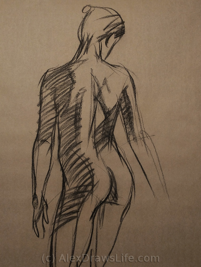 dancer, 33 x 45in/84 x 115cm, charcoal drawing at AlexDrawsLife.com
