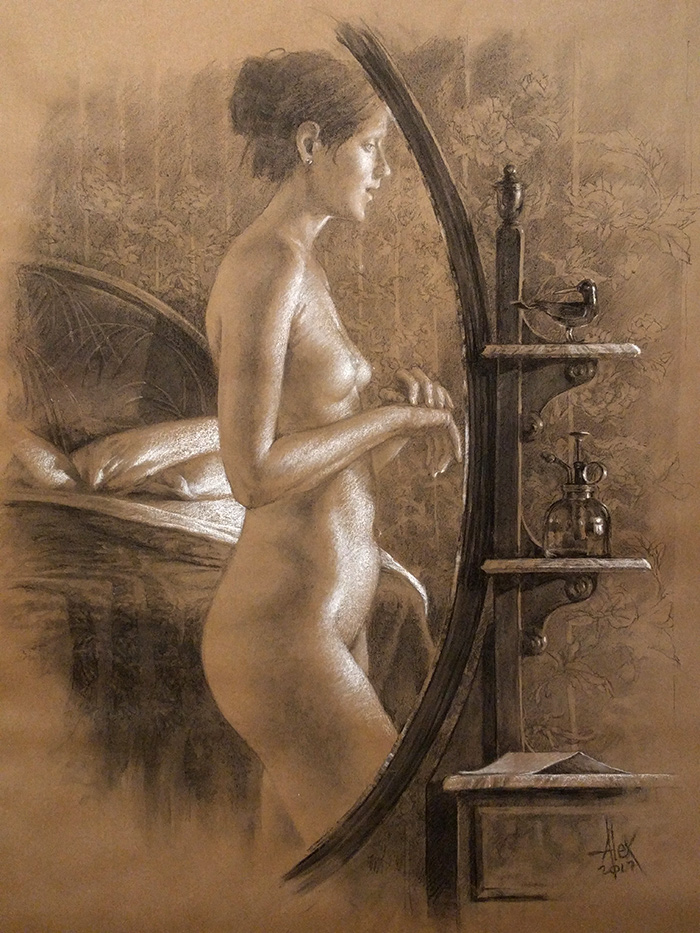 the note, 33 x 45in/84 x 115cm, charcoal drawing at AlexDrawsLife.com