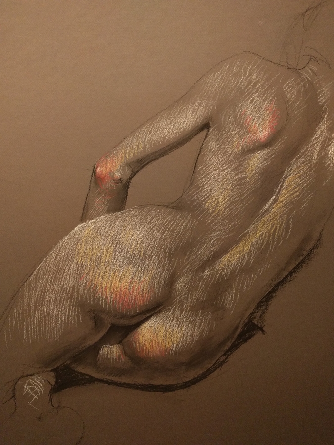 Velda rising, 19.5 x 25.5in/50 x 65cm, charcoal drawing at AlexDrawsLife.com
