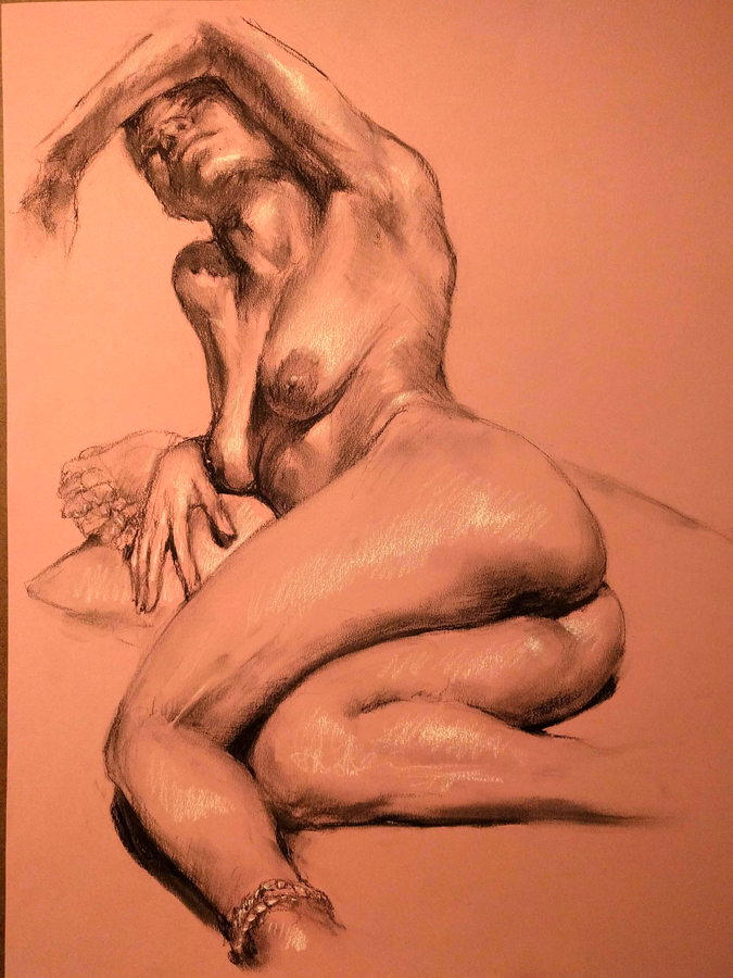deyanna #1, 19.5 x 25.5in/50 x 65cm, charcoal drawing at AlexDrawsLife.com