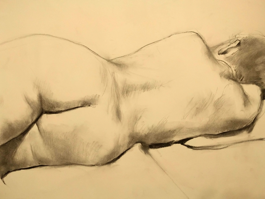 Ariel, 24 x 18in/61 x 46cm, charcoal drawing at AlexDrawsLife.com