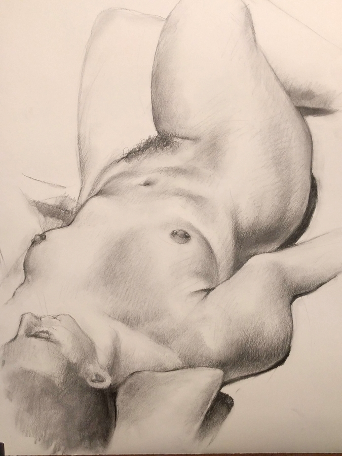 Ariel, 18 x 24in/46 x 61cm, charcoal drawing at AlexDrawsLife.com