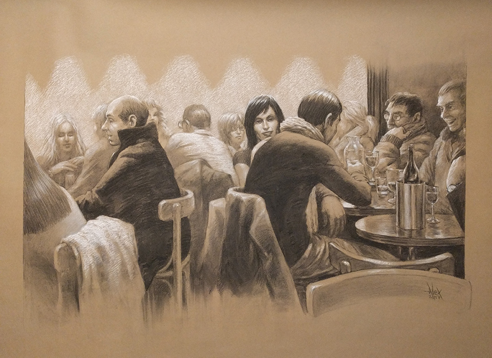 bar conti, 48 x 29in/122 x 74cm, charcoal drawing at AlexDrawsLife.com